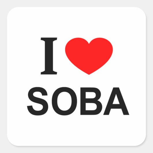Ik ❤️ SOBA IK HOU VAN SOBA IK HEART SOBA Vierkante Sticker (Voorkant)