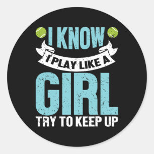 Ik speel als een grappig tennisracketspel voor mei ronde sticker