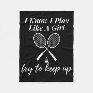 Ik speel als een meisje badminton sport spel dag fleece deken