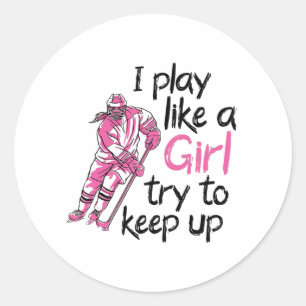 Ik speel als een meisje hockey ronde sticker