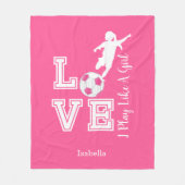 Ik speel als een meisje - Roze voetbal Fleece Deken (Voorkant)