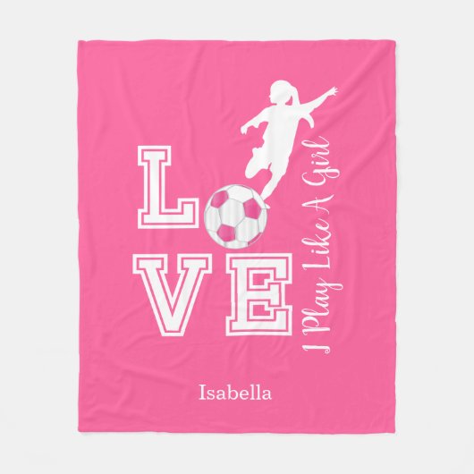 Ik speel als een meisje - Roze voetbal Fleece Deken (Voorkant)