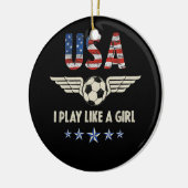 Ik speel als een meisjesvrouwensport-Amerikaans te Keramisch Ornament (Links)