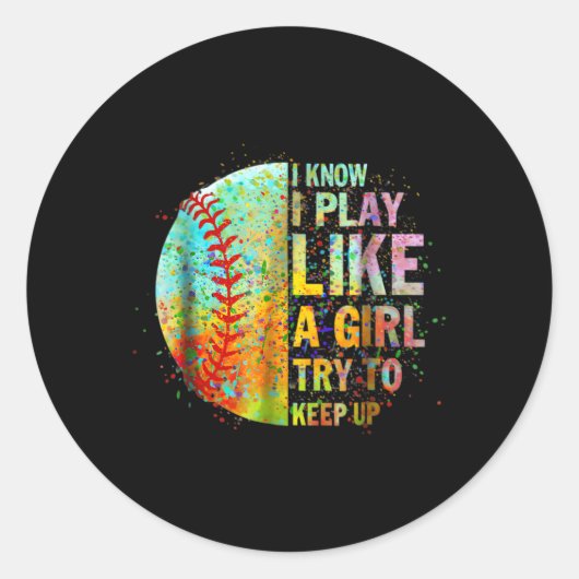 Ik speel als een poging om Softball NS op te houde Ronde Sticker (Voorkant)