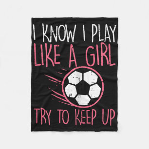 Ik speel als Girl Soccer Cute Football Player Girl Fleece Deken