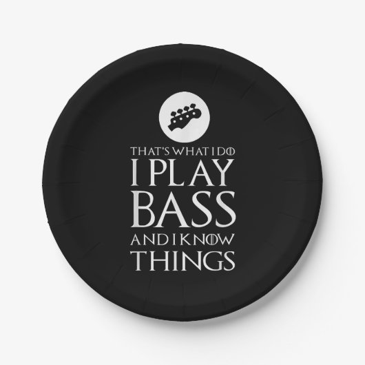 Ik speel bas Funny basgitaar Papieren Bordje (Voorkant)