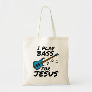Ik speel bas voor Jesus Church, de bassist Tote Bag