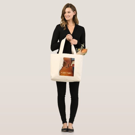 Ik speel Cello Grote Tote Bag (Voorkant (model))