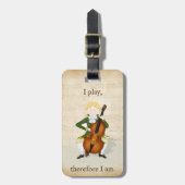 Ik speel dus ik ben." Cello Instrument Hoesje Labe Bagagelabel (Voorkant verticaal)