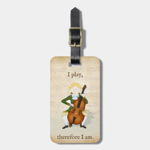 Ik speel dus ik ben." Cello Instrument Hoesje Labe Bagagelabel