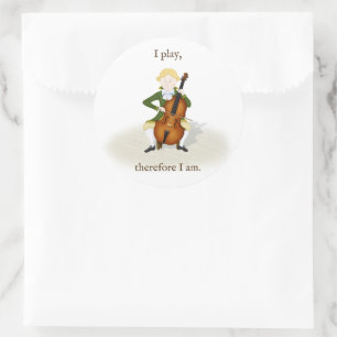 "Ik speel dus ik ben" cello muziek Ronde Sticker