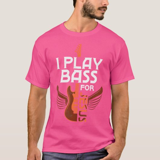 Ik speel een tas voor Jesus Guitar Player Musicus T-shirt (Voorkant)