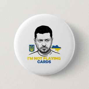 Ik Speel Geen Kaarten Zelensky Trump Steun Oekrain Ronde Button 5,7 Cm