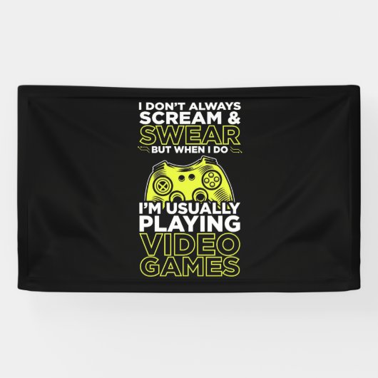 Ik speel gewoonlijk videogames spandoek (Horizontaal)