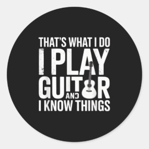 Ik speel gitaar en weet dingen grappige muziek ronde sticker