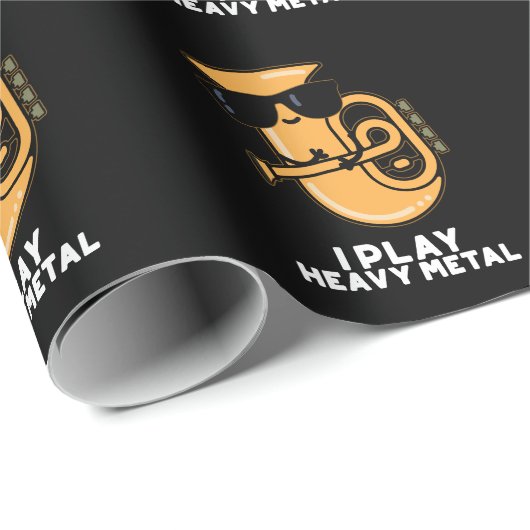 Ik speel heftig Metal Funny Tuba Pun Dark BG Cadeaupapier (Rol Hoek)