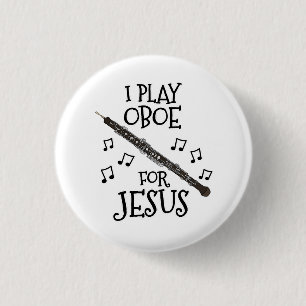 Ik speel hobo voor Jesus, een Christelijke hoboïst Ronde Button 3,2 Cm