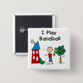 Ik speel honkbal vierkante button 5,1 cm (Voorkant /achterkant)