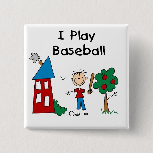 Ik speel honkbal vierkante button 5,1 cm (Voorkant)