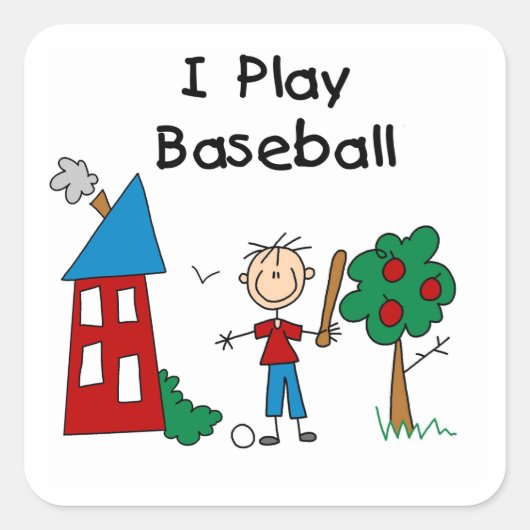 Ik speel honkbal vierkante sticker (Voorkant)