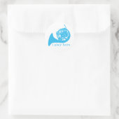 Ik speel hoorn - blauw ronde sticker (Tas)