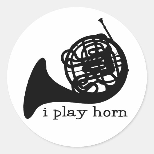 Ik speel hoorn ronde sticker (Voorkant)