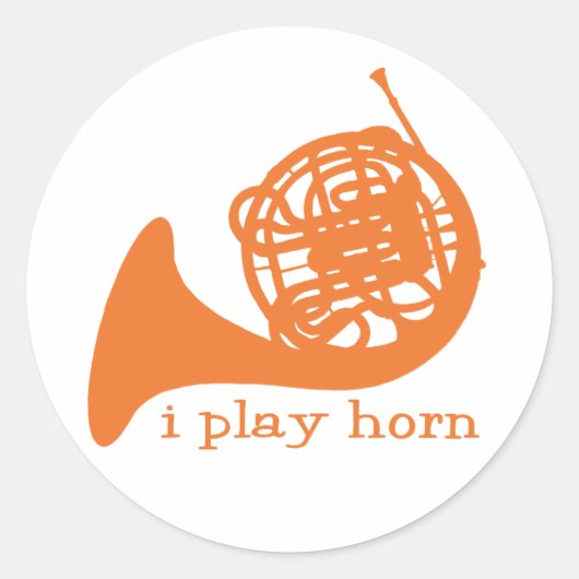 Ik speel hoorn ronde sticker (Voorkant)
