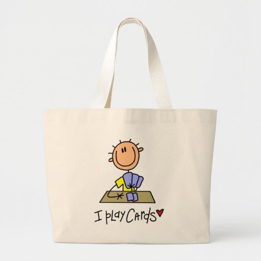 Ik speel kaarten grote tote bag (Voorkant)
