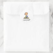 Ik speel kaarten ronde sticker (Tas)