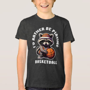 Ik speel liever basketbal grappige wasbeer cadeau Tri-Blend shirt