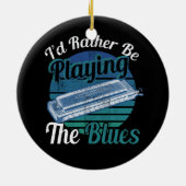 Ik speel liever de blues harmonica speler Mu Keramisch Ornament (Achterkant)