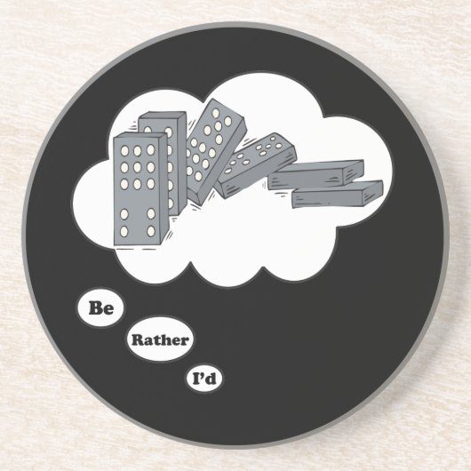 Ik speel liever Dominos 4 Zandsteen Onderzetter (Voorkant)