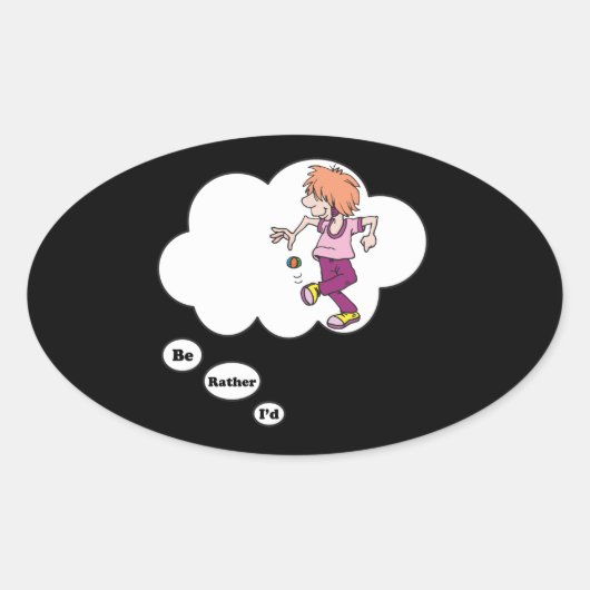 Ik speel liever Hacky Sack Ovale Sticker (Voorkant)