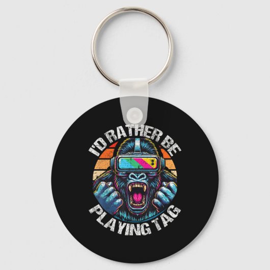 Ik speel liever Label Gorilla Monke Label Gorill Sleutelhanger (Voorkant)