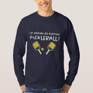 Ik speel liever pickleball Aangepaste naam blauw T-shirt