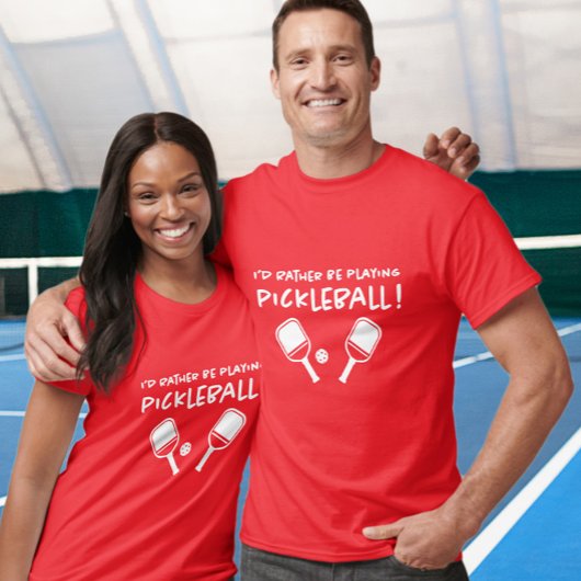 Ik speel liever Pickleball Aangepaste naam Rood T-shirt
