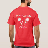 Ik speel liever Pickleball Aangepaste naam Rood T-shirt (Achterkant)