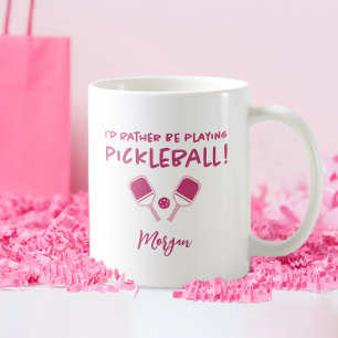 Ik speel liever pickleball Aangepaste naam Roze Koffiemok