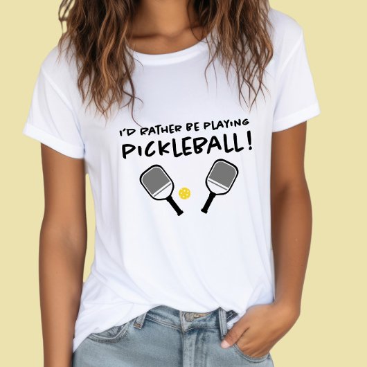 Ik speel liever Pickleball Aangepaste naam Wit T-shirt