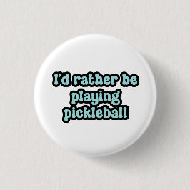 Ik speel liever pickleball Blue Retro Text Ronde Button 3,2 Cm