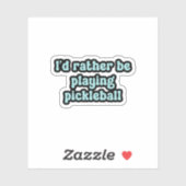 Ik speel liever pickleball Blue Retro Text Sticker (Vel)