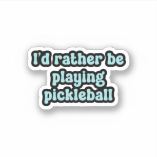 Ik speel liever pickleball Blue Retro Text Sticker