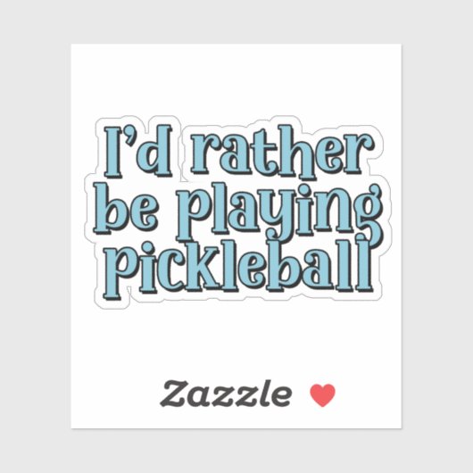 Ik speel liever pickleball Blue Retro Text Sticker (Vel)