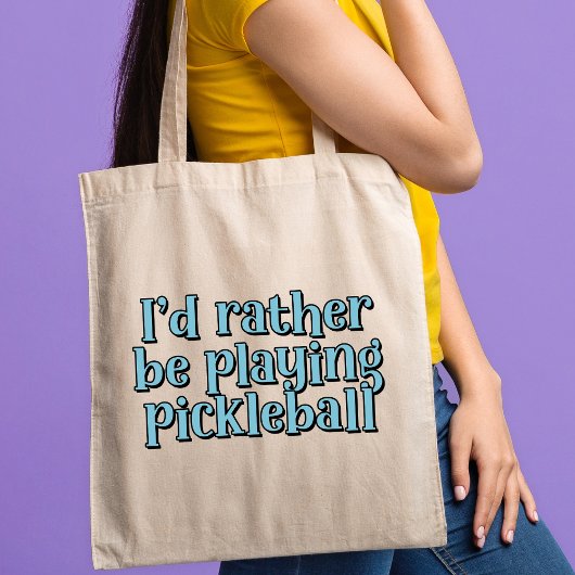 Ik speel liever pickleball Blue Retro Text Tote Bag