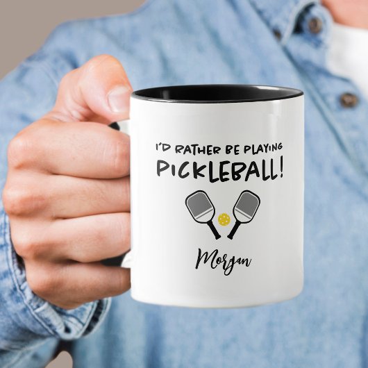 Ik speel liever Pickleball Custom Name Black Koffiemok