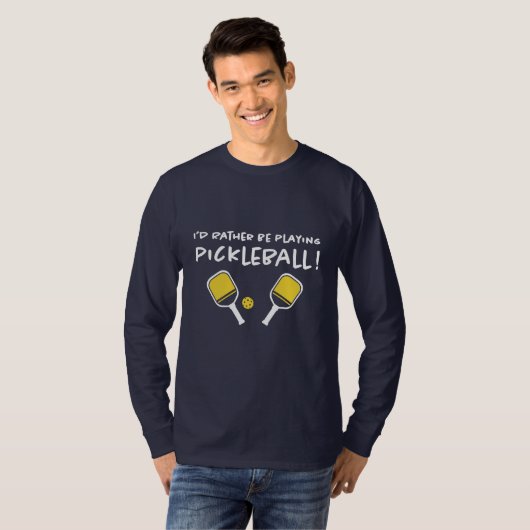 Ik speel liever Pickleball Custom Name Blue T-shirt (Voorkant volledig)