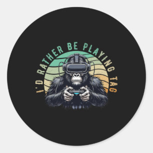 Ik Speel Liever Tag Monke Tag Vr Monke Gamer Ronde Sticker