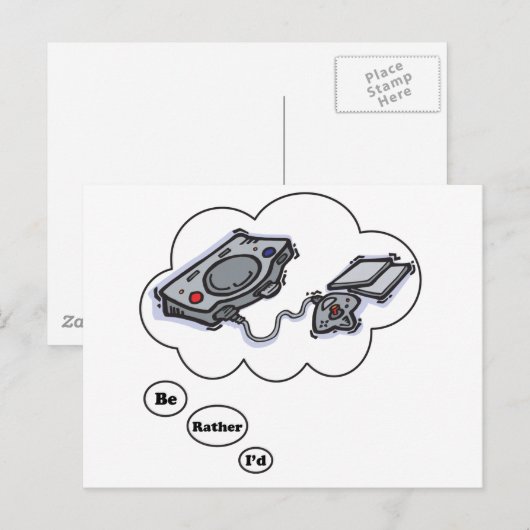 Ik speel liever videogames 2 briefkaart (Voorkant / Achterkant)