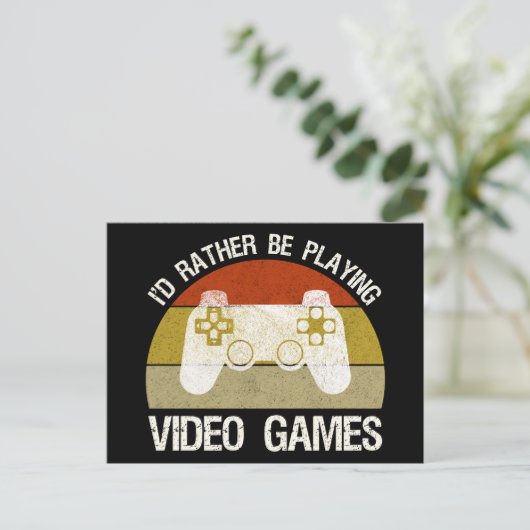 Ik speel liever videogames briefkaart (Staand voorkant)
