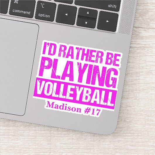Ik speel liever volleybal op maat laptop sticker (Detail)